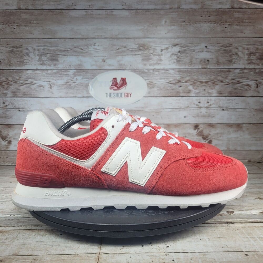 New Balance Classic 574 Sneakers Men's Size 11.5 Red White Low Top Running Shoes